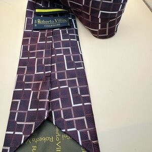 Roberto Villini‎ Burgundy Geometric Men's Tie